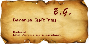 Baranya György névjegykártya