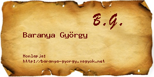 Baranya György névjegykártya